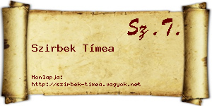 Szirbek Tímea névjegykártya